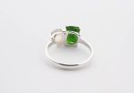 Double Stone Polished Rainbow Moonstone (India) & Rough Chrom Diopside (Siberia) On 0.925 Sterling Silver Ring Size - 7 - Image 5