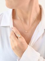 Faceted Stone On 18K Gold Vermeil .925 Ss 15" Necklace Rainbow Moonstone (India) Brilliant Oval Stone - Image 4