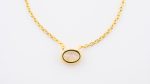 Faceted Stone On 18K Gold Vermeil .925 Ss 15" Necklace Rainbow Moonstone (India) Brilliant Oval Stone - Image 3