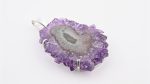 Amethyst Quartz (Uruguay) Rough Stalactite Slice Flower Stone on 4-Prong 0.925 Sterling Silver Pendant - Image 7