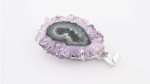 Amethyst Quartz (Uruguay) Rough Stalactite Slice Flower Stone on 4-Prong 0.925 Sterling Silver Pendant - Image 11