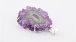 Amethyst Quartz (Uruguay) Rough Stalactite Slice Flower Stone on 4-Prong 0.925 Sterling Silver Pendant - Image 12