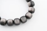 Silver Sheen Obsidian Beaded Bracelet 12Mm Square Round Beads On 8.5" Elastic Strand From Mexico - Image 3