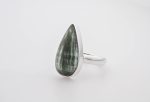SERAPHINITE (RUSSIA) LARGE POLISHED PEAR STONE ON 0.925 STERLING SILVER RING SIZE - 6.25 - Image 4