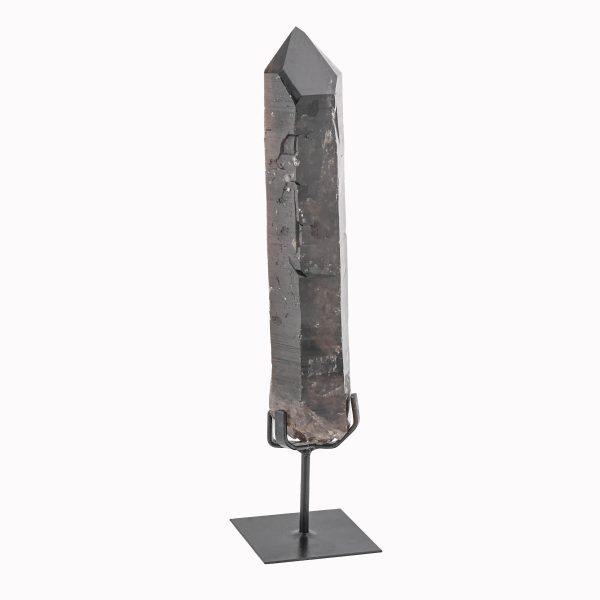 Smoky Quartz Crystal Point On Custom Black Iron Stand From Minas Gerais, Brazil
