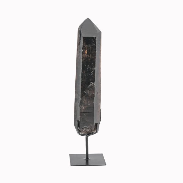 Smoky Quartz Crystal Point On Custom Black Iron Stand From Minas Gerais, Brazil