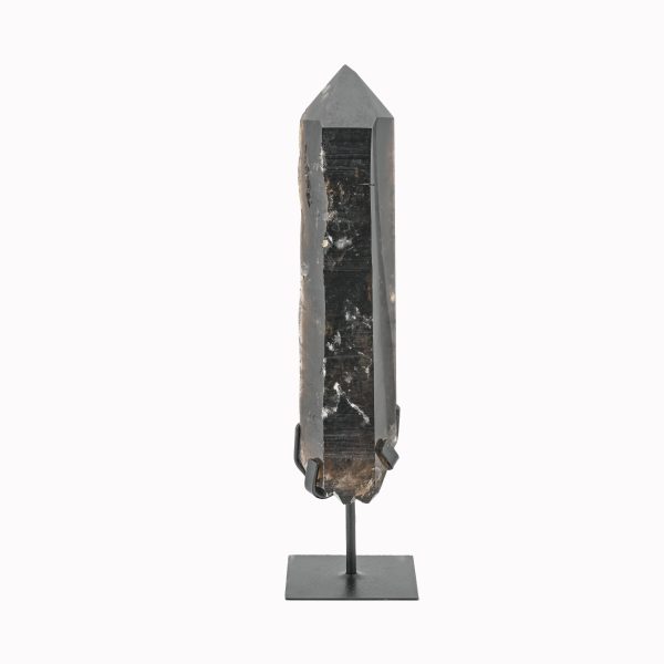 Smoky Quartz Crystal Point On Custom Black Iron Stand From Minas Gerais, Brazil