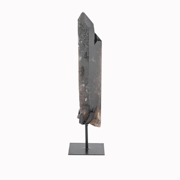Smoky Quartz Double Crystal Point On Custom Black Iron Stand From Minas Gerais, Brazil