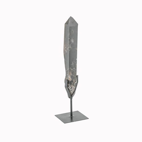Smoky Quartz Crystal Point On Custom Black Iron Stand From Minas Gerais, Brazil