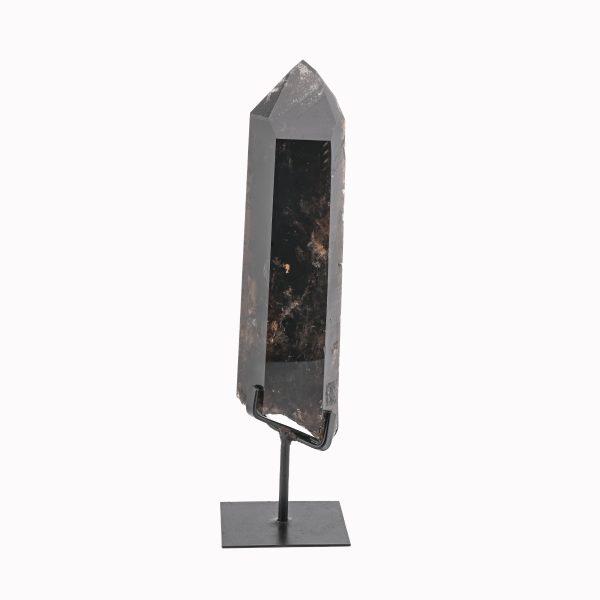 Smoky Quartz Crystal Point On Custom Black Iron Stand From Minas Gerais, Brazil