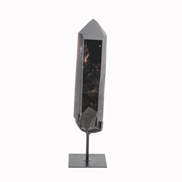 Smoky Quartz Crystal Point On Custom Black Iron Stand From Minas Gerais, Brazil