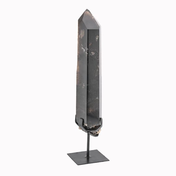 Smoky Quartz Crystal Point On Custom Black Iron Stand From Minas Gerais, Brazil