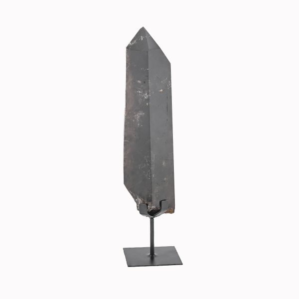 Smoky Quartz Crystal Point On Custom Black Iron Stand From Minas Gerais, Brazil