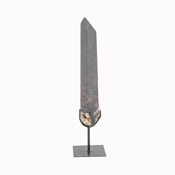 Smoky Quartz Crystal Point On Custom Black Iron Stand From Minas Gerais, Brazil