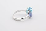 Double Stone Polished Tanzanite (Tanzania) & Rough Blue Apatite (Madagascar) On 0.925 Sterling Silver Ring Size - 8.75 - Image 4