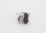 Double Stone Polished Tourmalinated Quartz (Sri Lanka) & Rough Schlor (Brazil) On 0.925 Sterling Silver Ring Size - 7